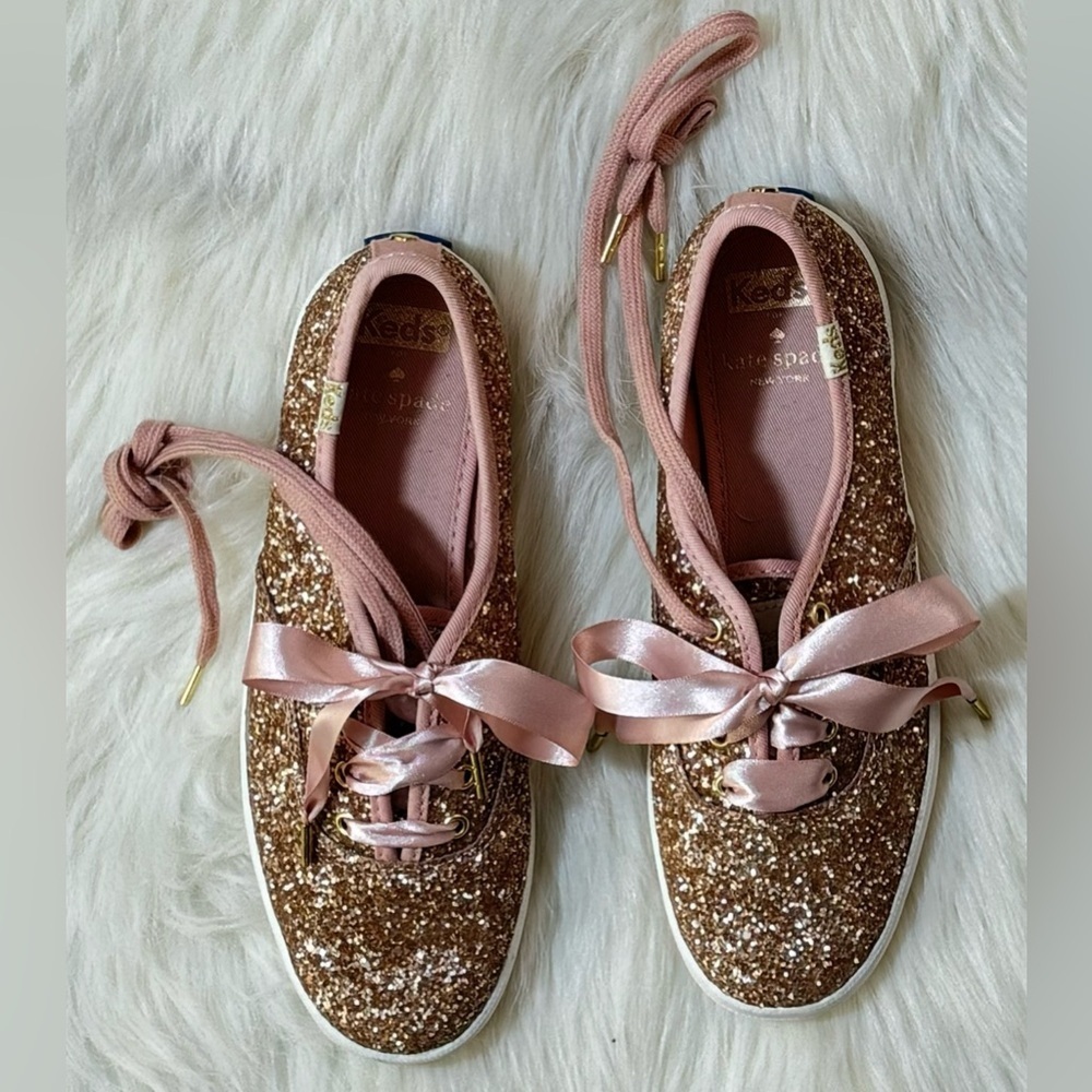 Keds x Kate Spade New York Triple Kick Glitter Rose Gold Sneakers Rococo